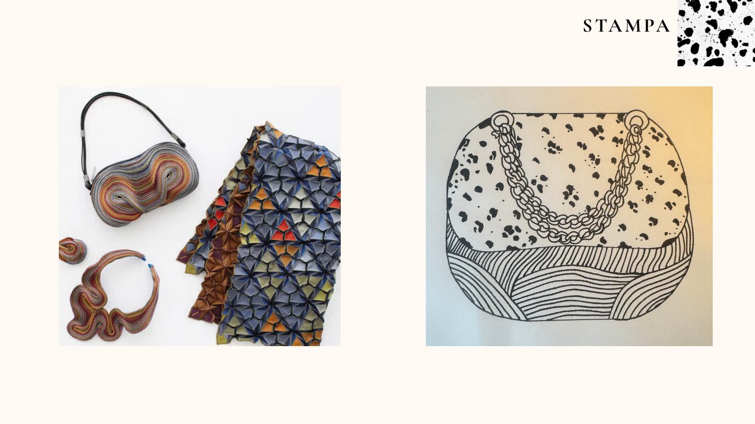 Accessori scultorei dell'autore e la borsa con catena proposta